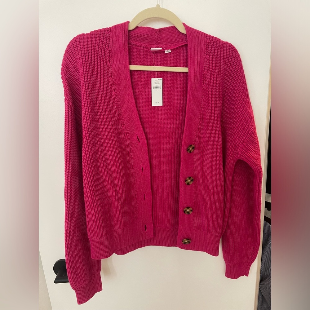 GAP Magenta Button Up Sweater